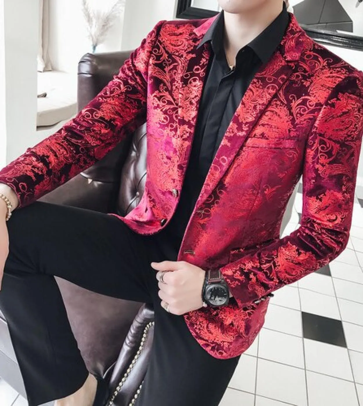 2022 Fashion New Mens Casual Boutique Business Slim Fit Personalità Bronzing Banquet Dress Suit Blazer Giacca Coatblaz