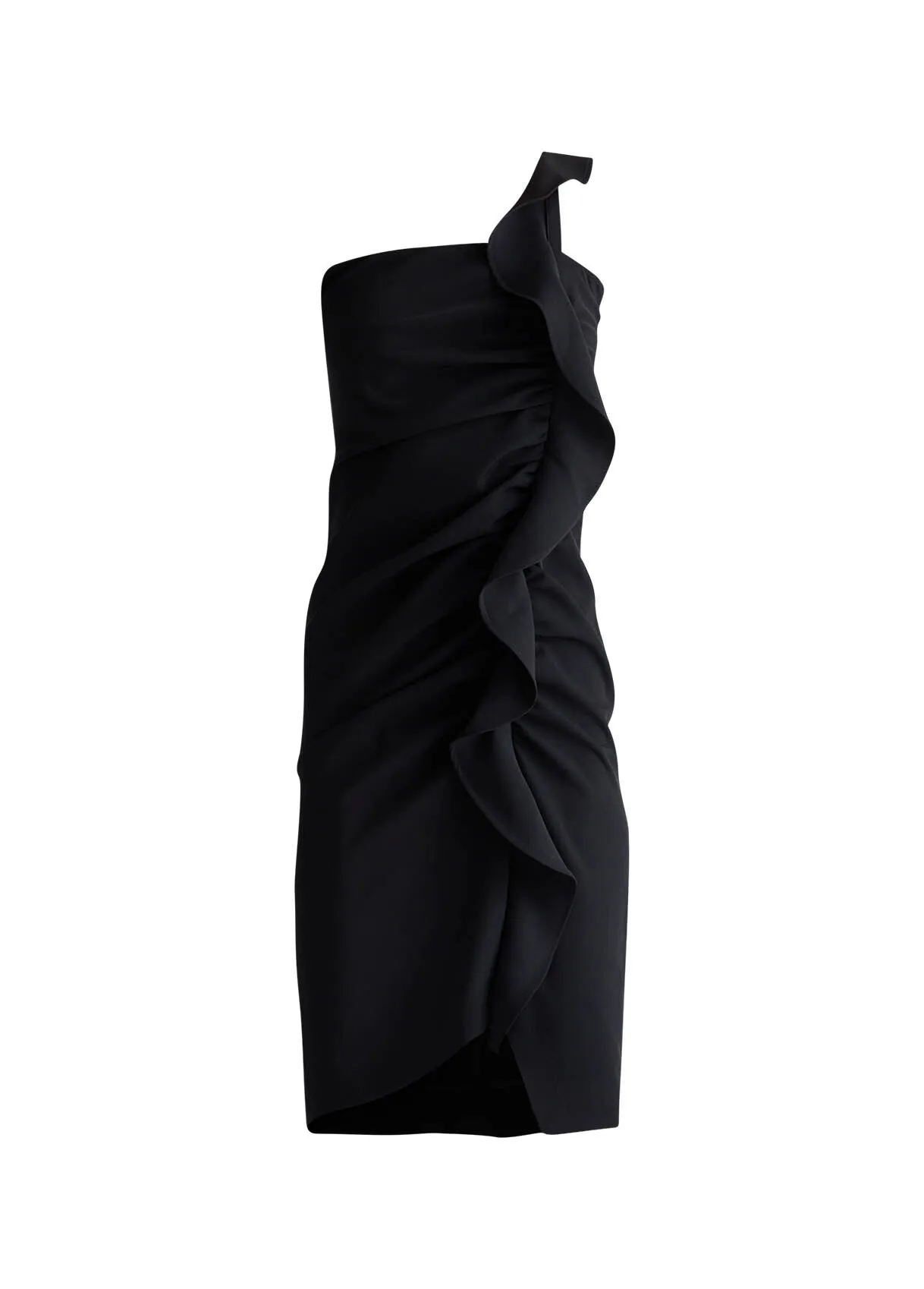 Abito nero elegante con rouches