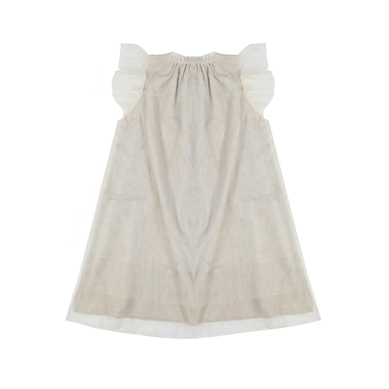 Abito Sabbia Con Tulle Oro Chiaro Bambina