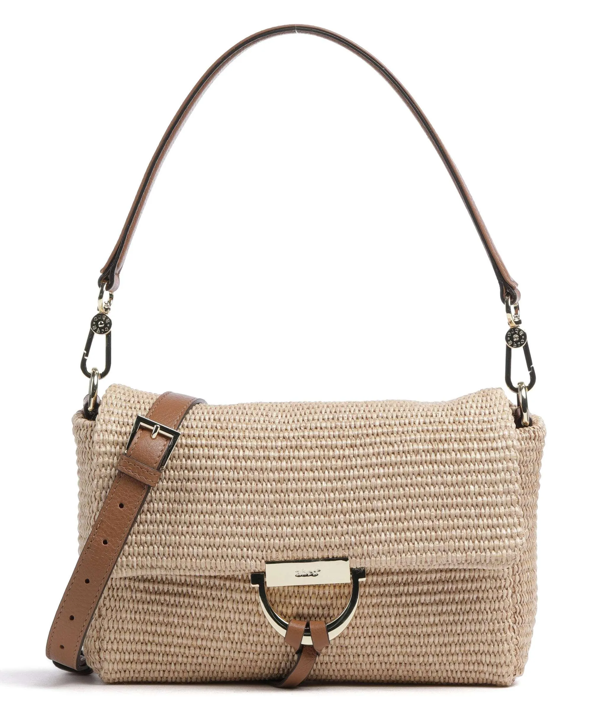 Abro Raffia Temi Borsa a spalla libro, pelle granulata natura  