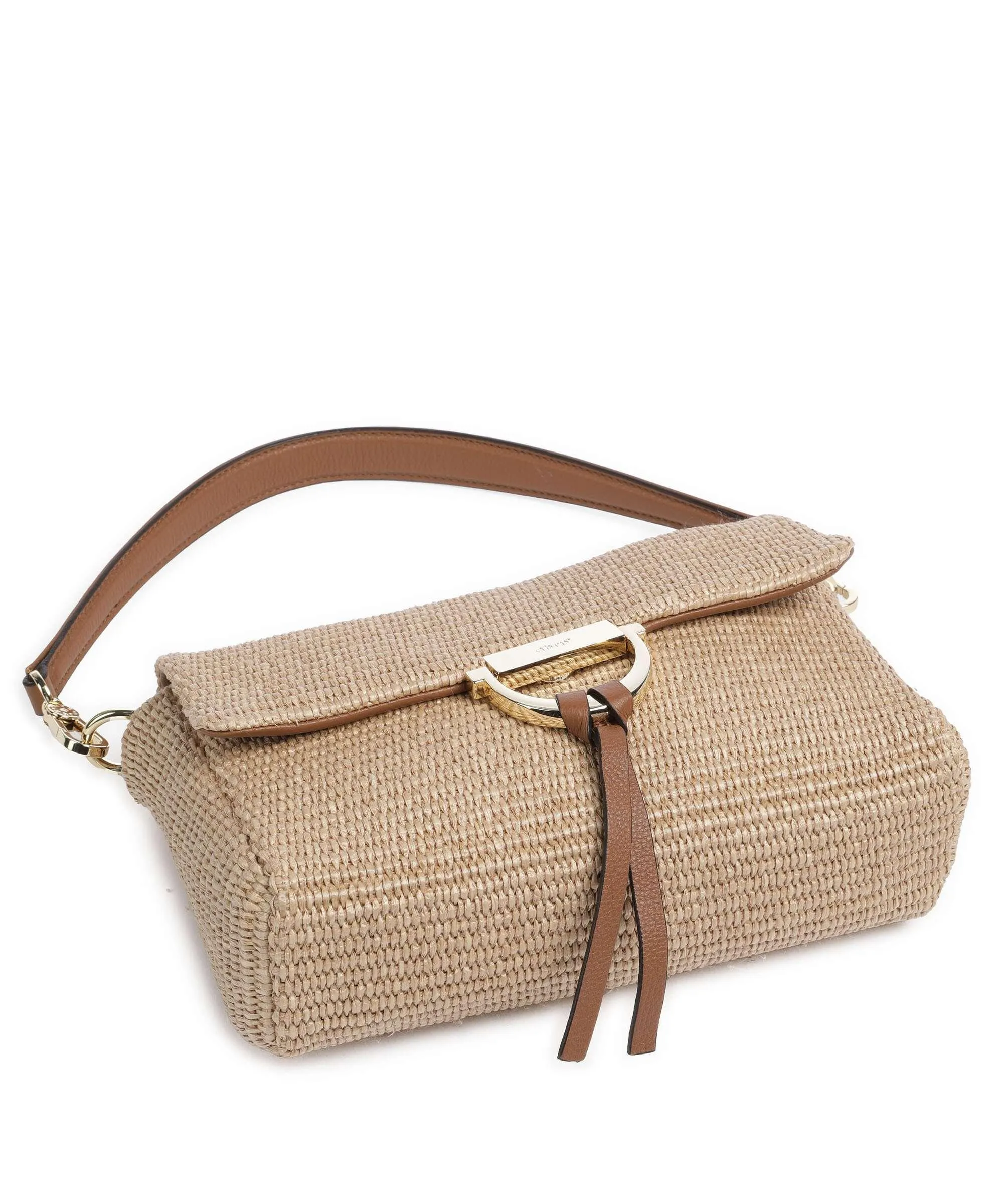  Abro Raffia Temi Borsa a spalla libro, pelle granulata natura  