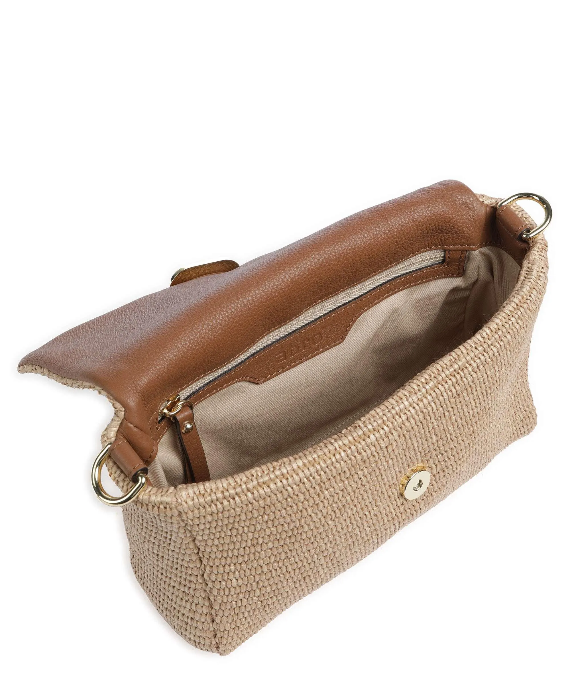  Abro Raffia Temi Borsa a spalla libro, pelle granulata natura  