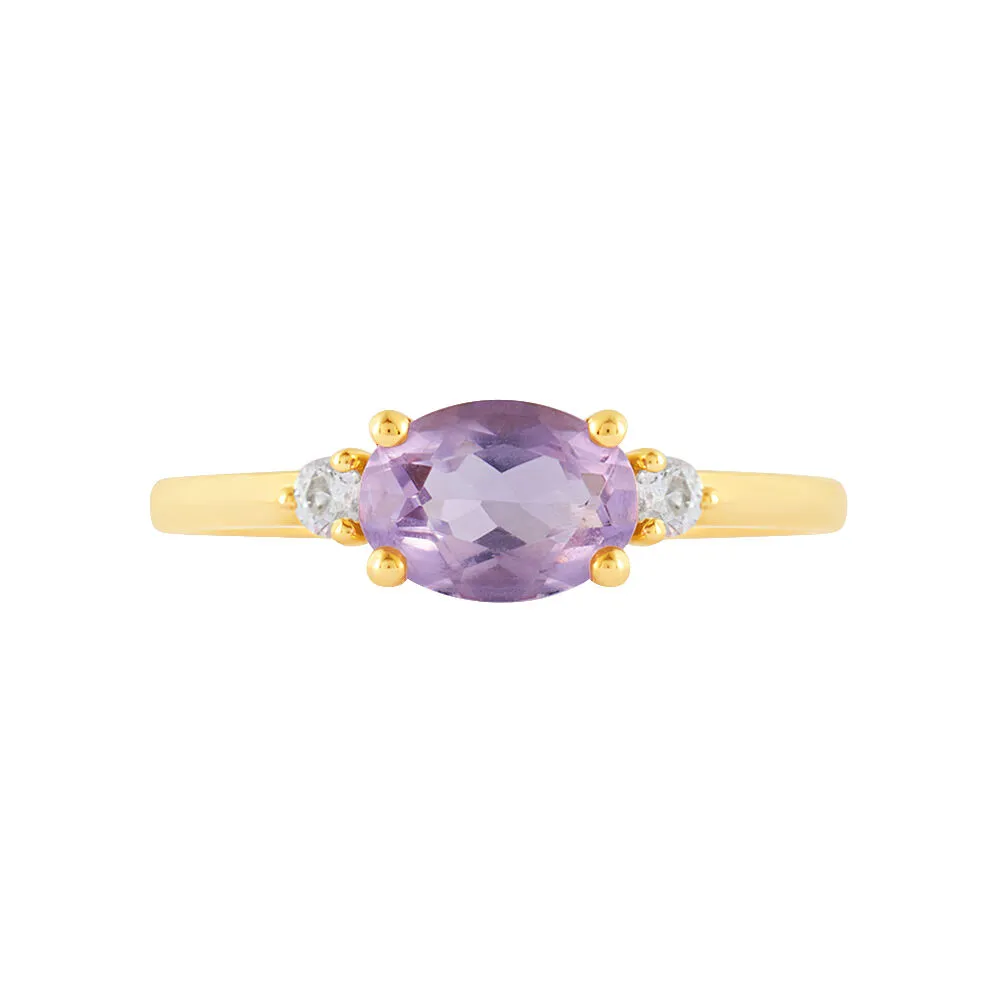 Anello Solitario Amélie Oro Giallo 375/1000 Ametista Viola Cubic Zirconia Bianco 1427302