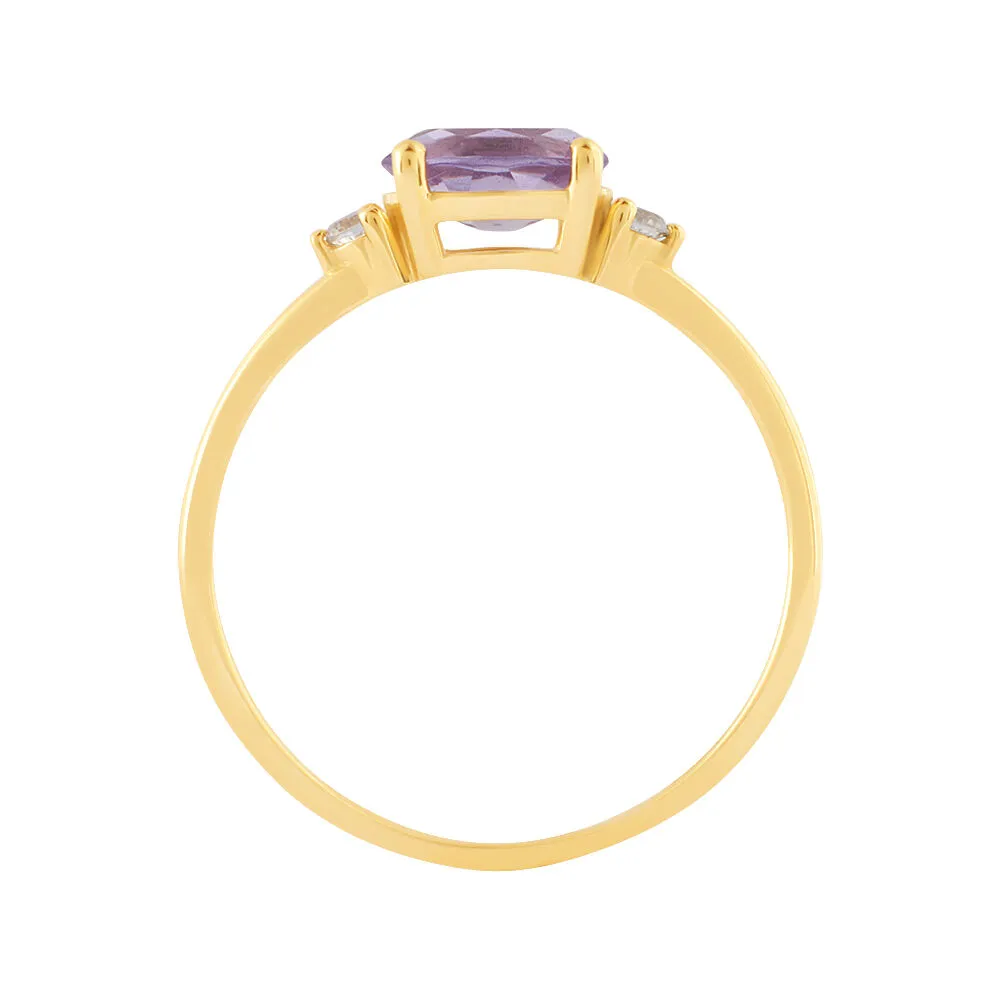 Anello Solitario Amélie Oro Giallo 375/1000 Ametista Viola Cubic Zirconia Bianco 1427302