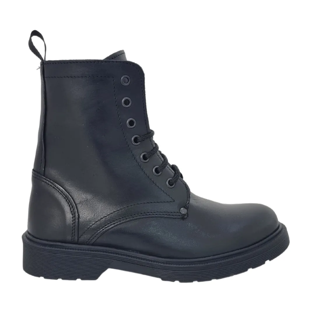 Anfibi vera pelle nero F/W