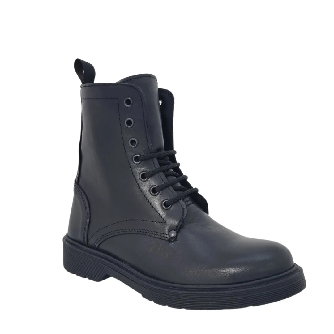 Anfibi vera pelle nero F/W