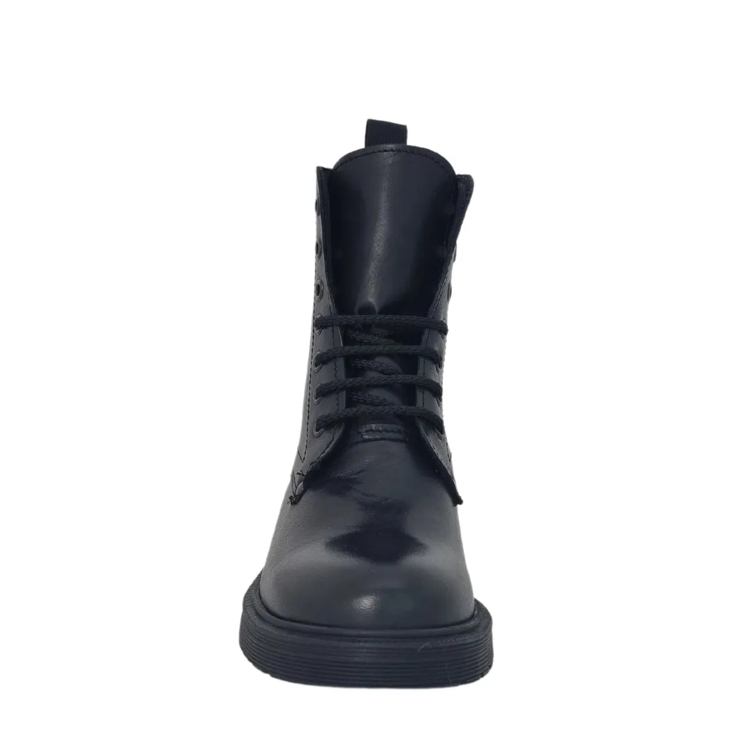 Anfibi vera pelle nero F/W