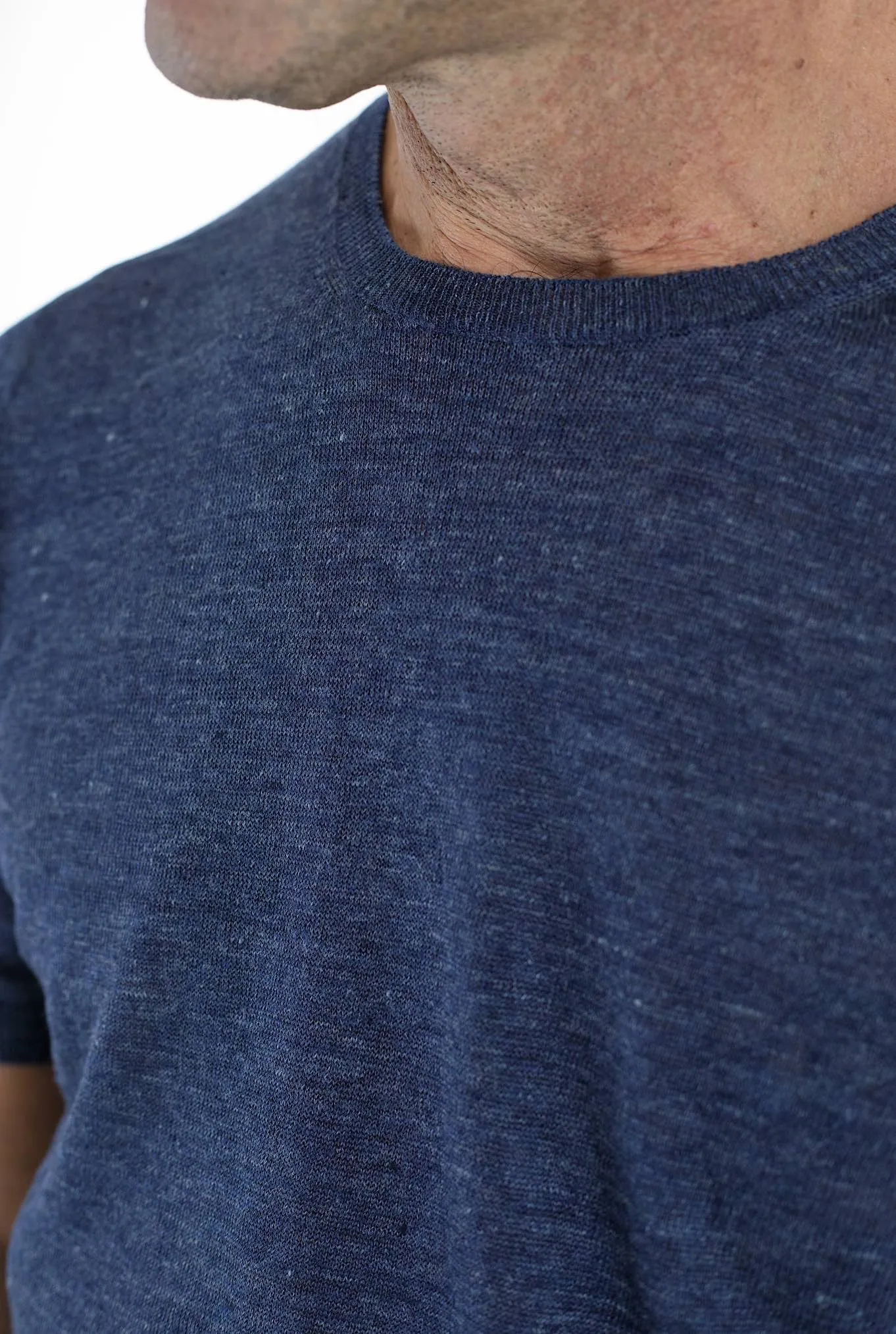 BARBA Girocollo Lino MM Blu Mélange