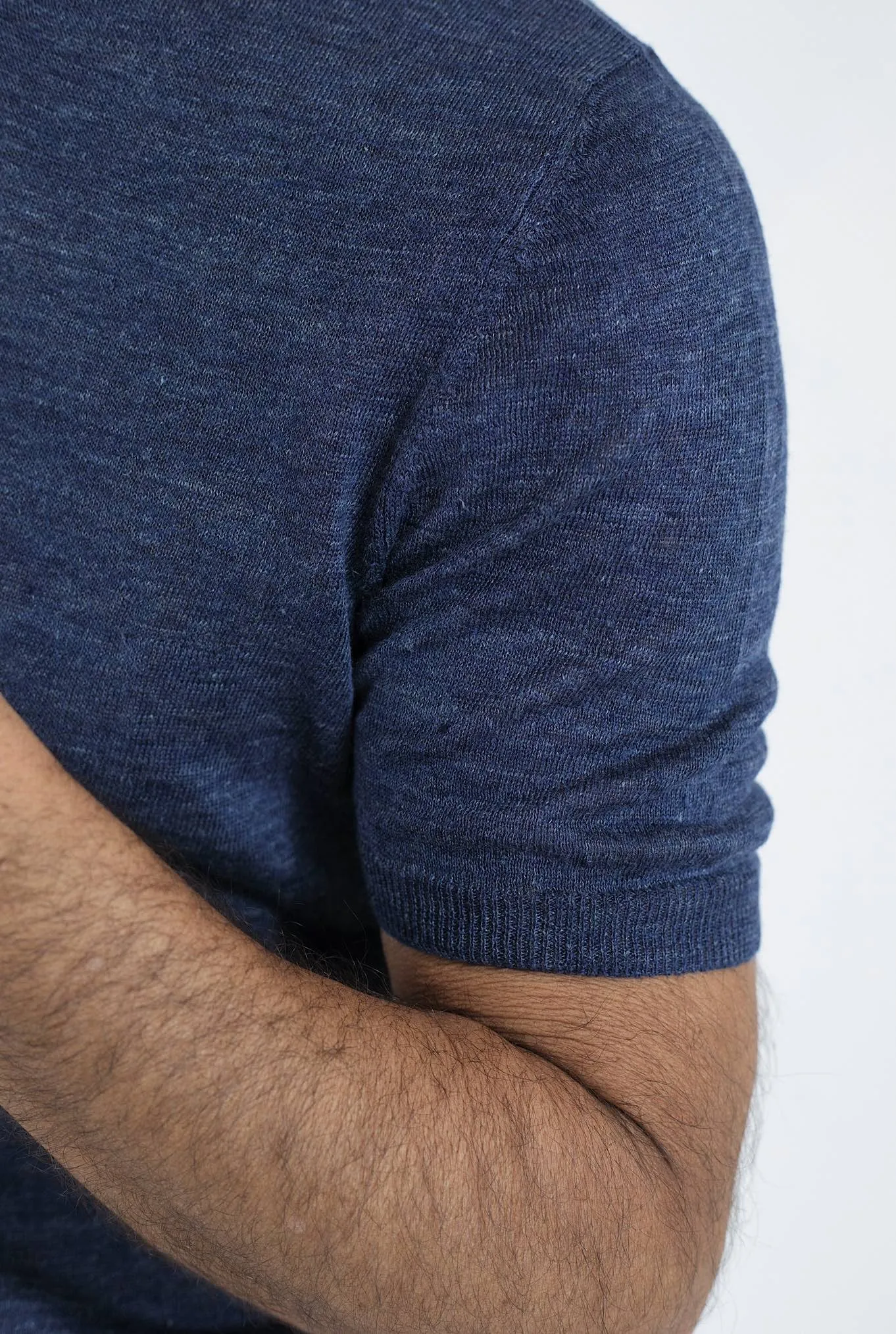 BARBA Girocollo Lino MM Blu Mélange