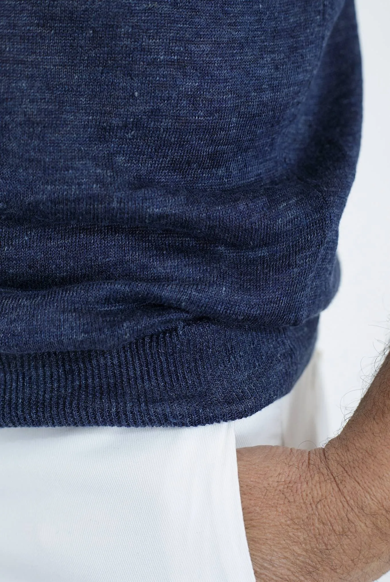 BARBA Girocollo Lino MM Blu Mélange