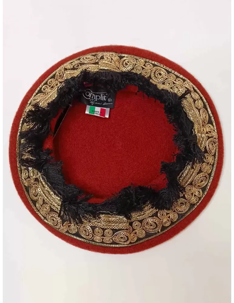Basco marrone con frangia e passamaneria dorata Complit