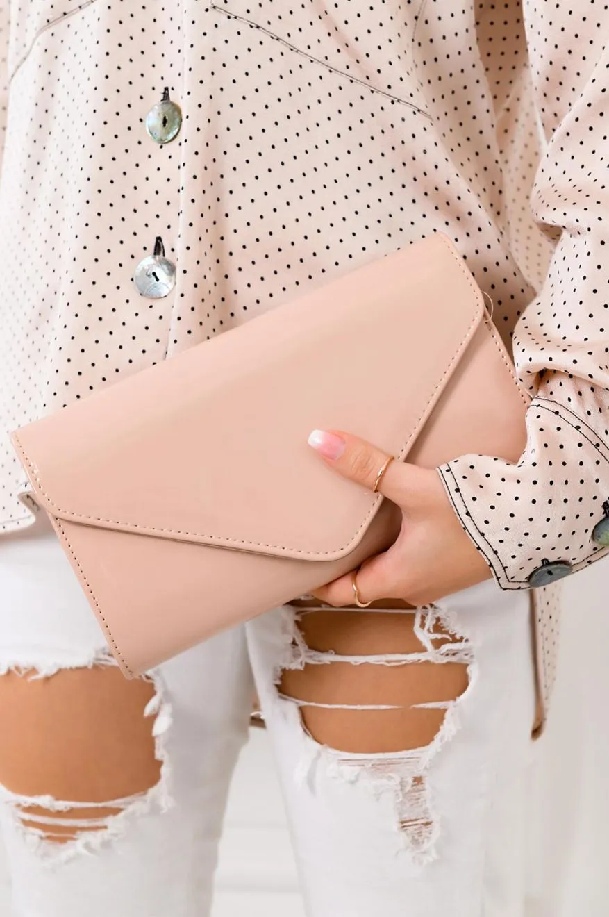 Borsa pochette in vernice B148 - Rosa Nude