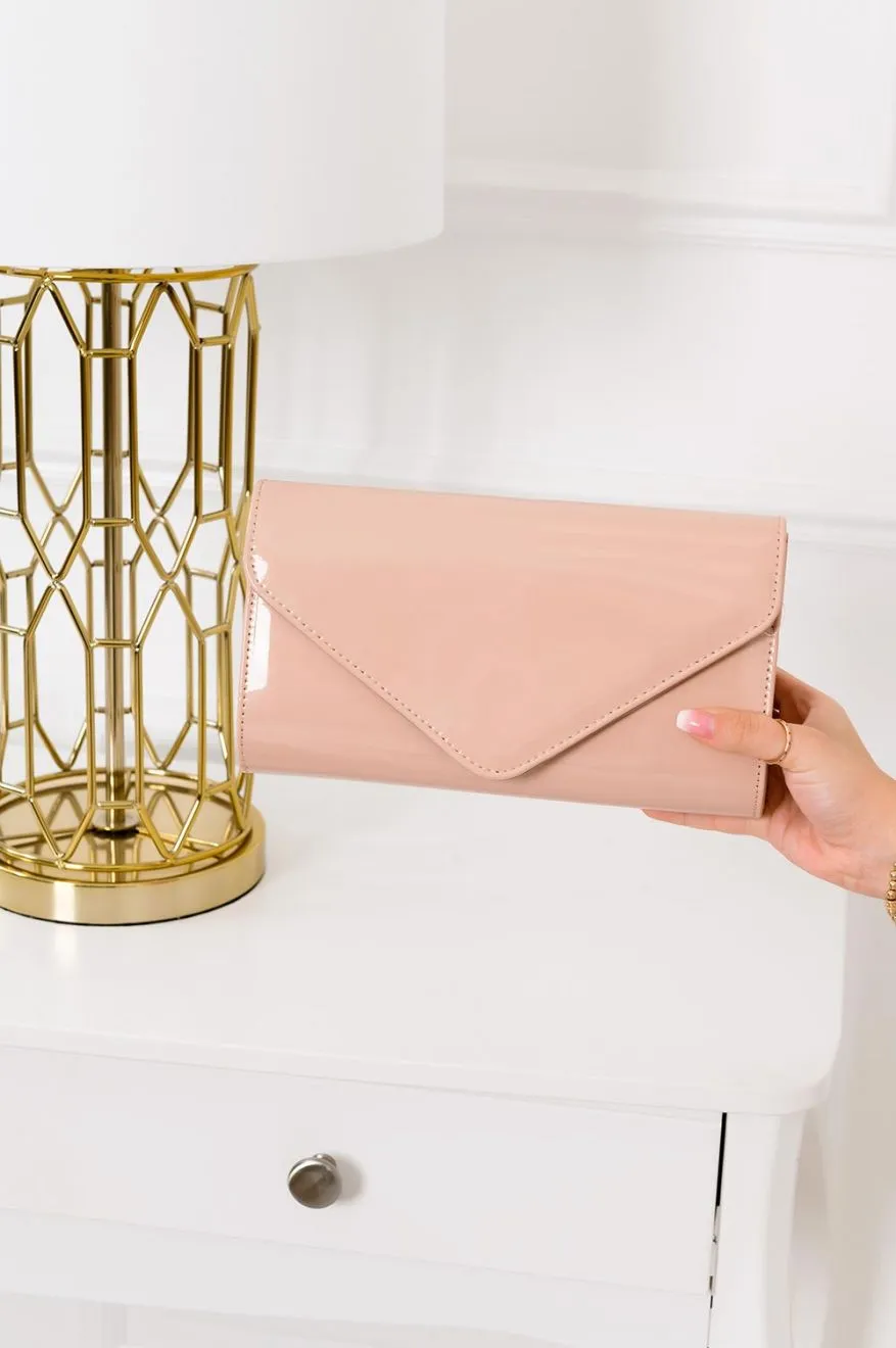 Borsa pochette in vernice B148 - Rosa Nude