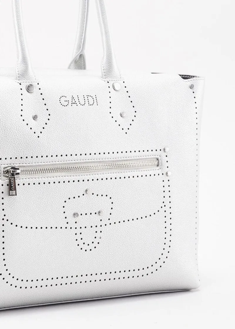 Borsa top handle con decorazioni laser