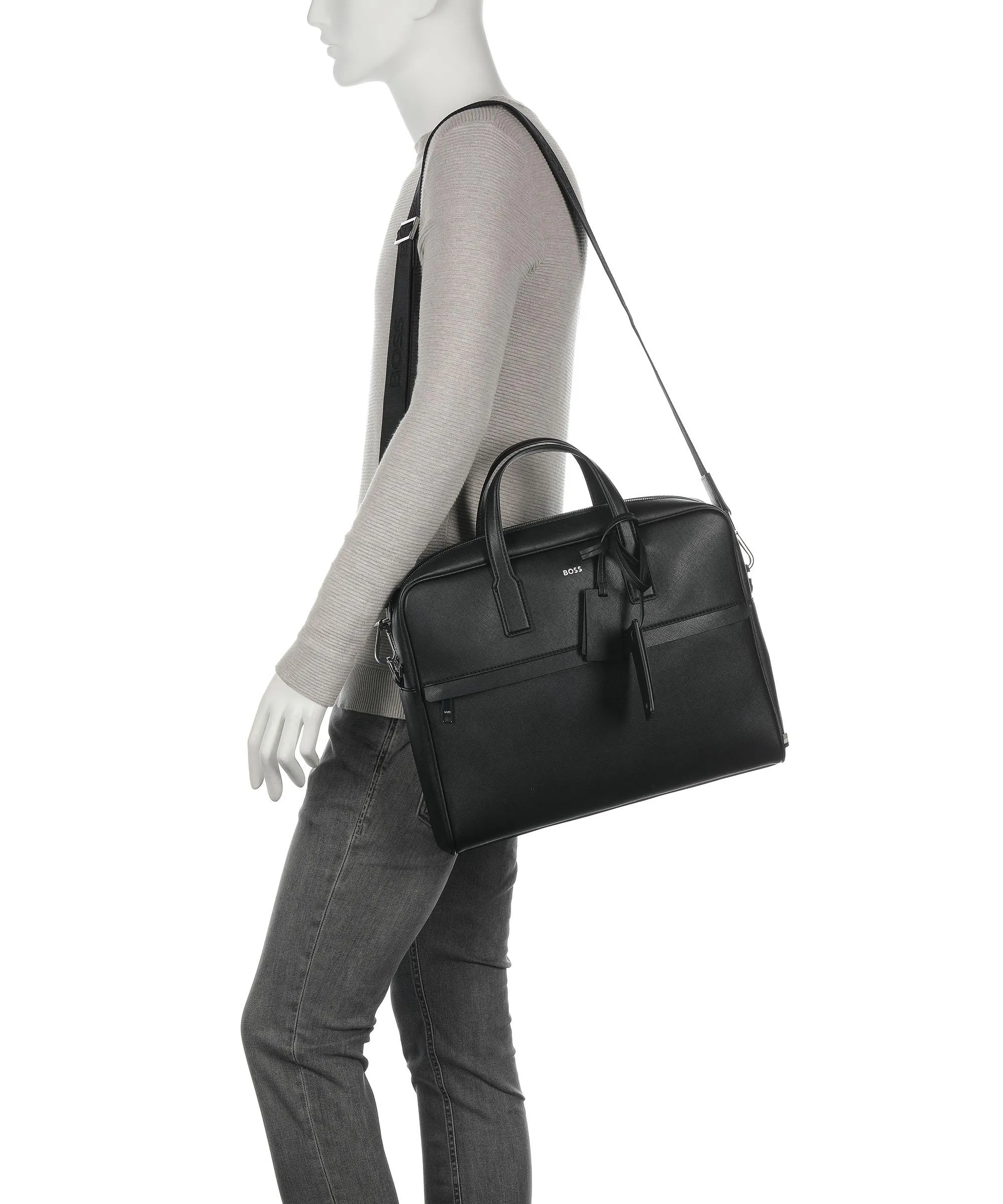  BOSS Zair Cartella 15″ pelle incollata nero  