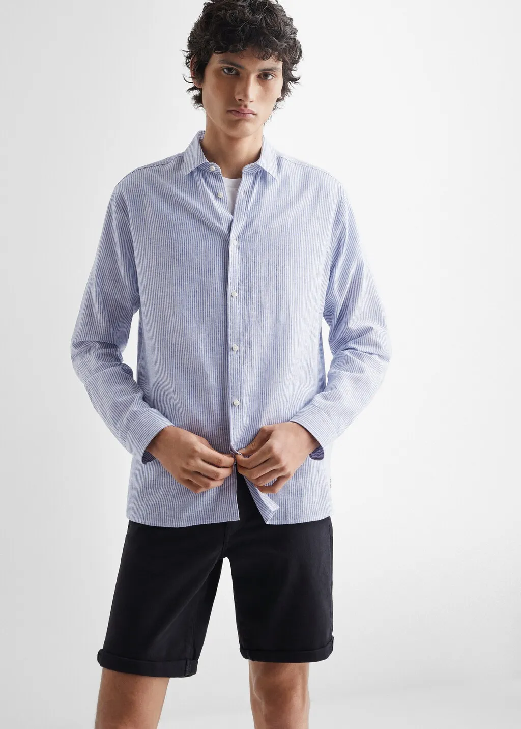 Camicia lino righe