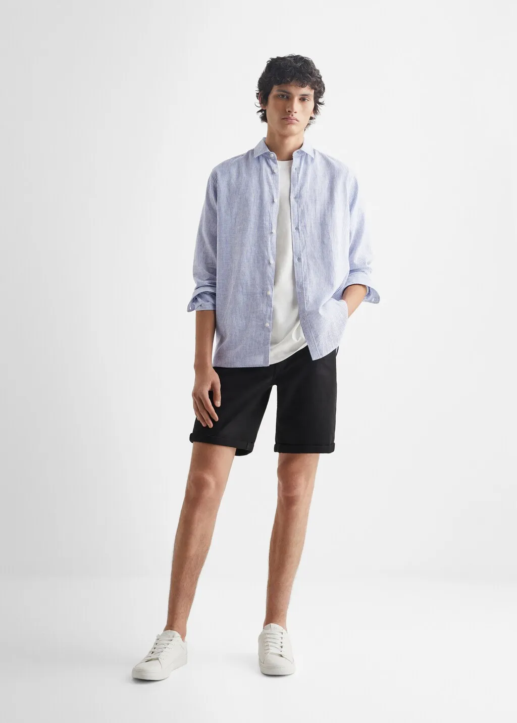 Camicia lino righe
