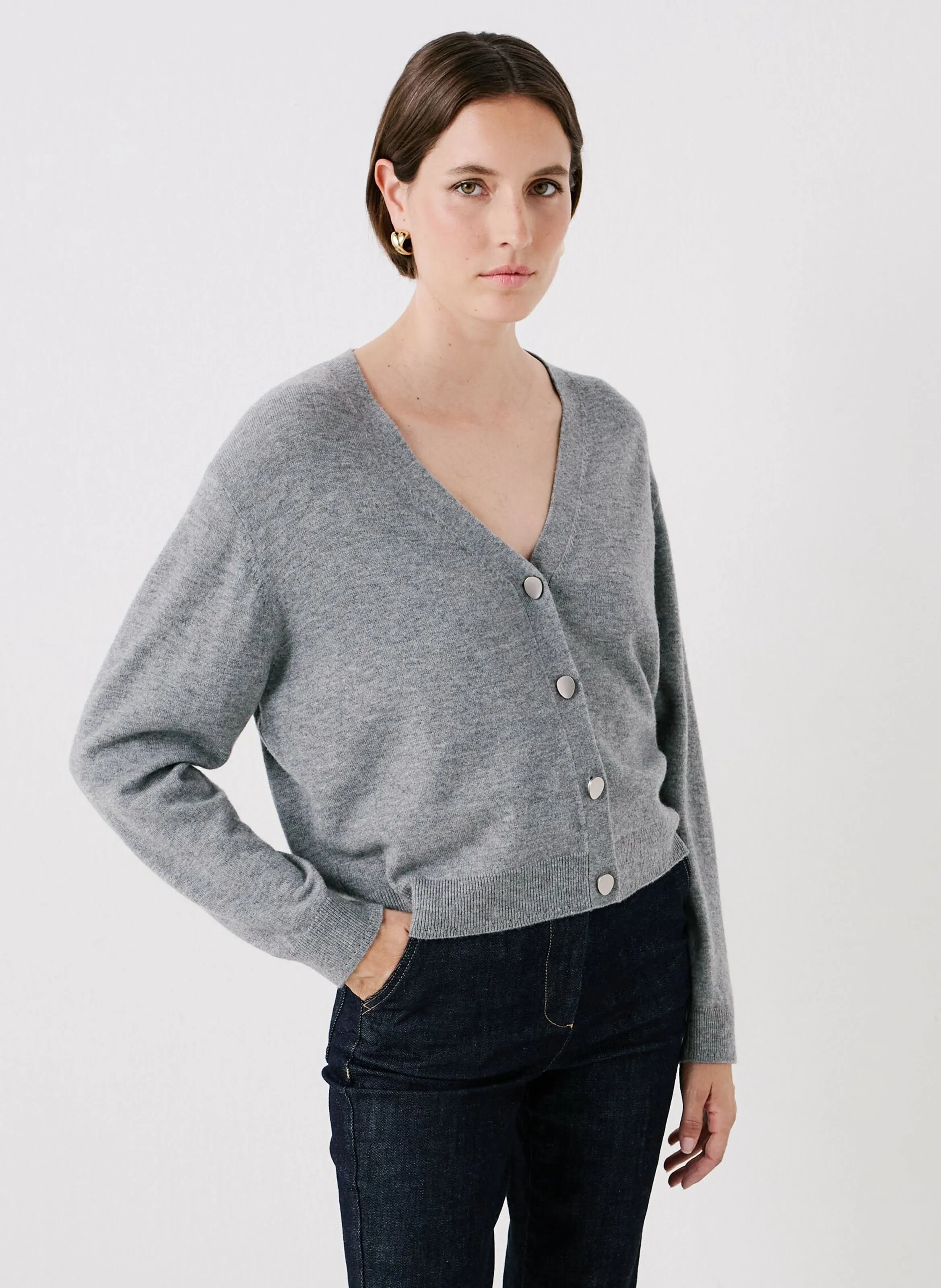  CAROLL   MLILOU - Gilet ampio a collo a V in lana | Grigio
