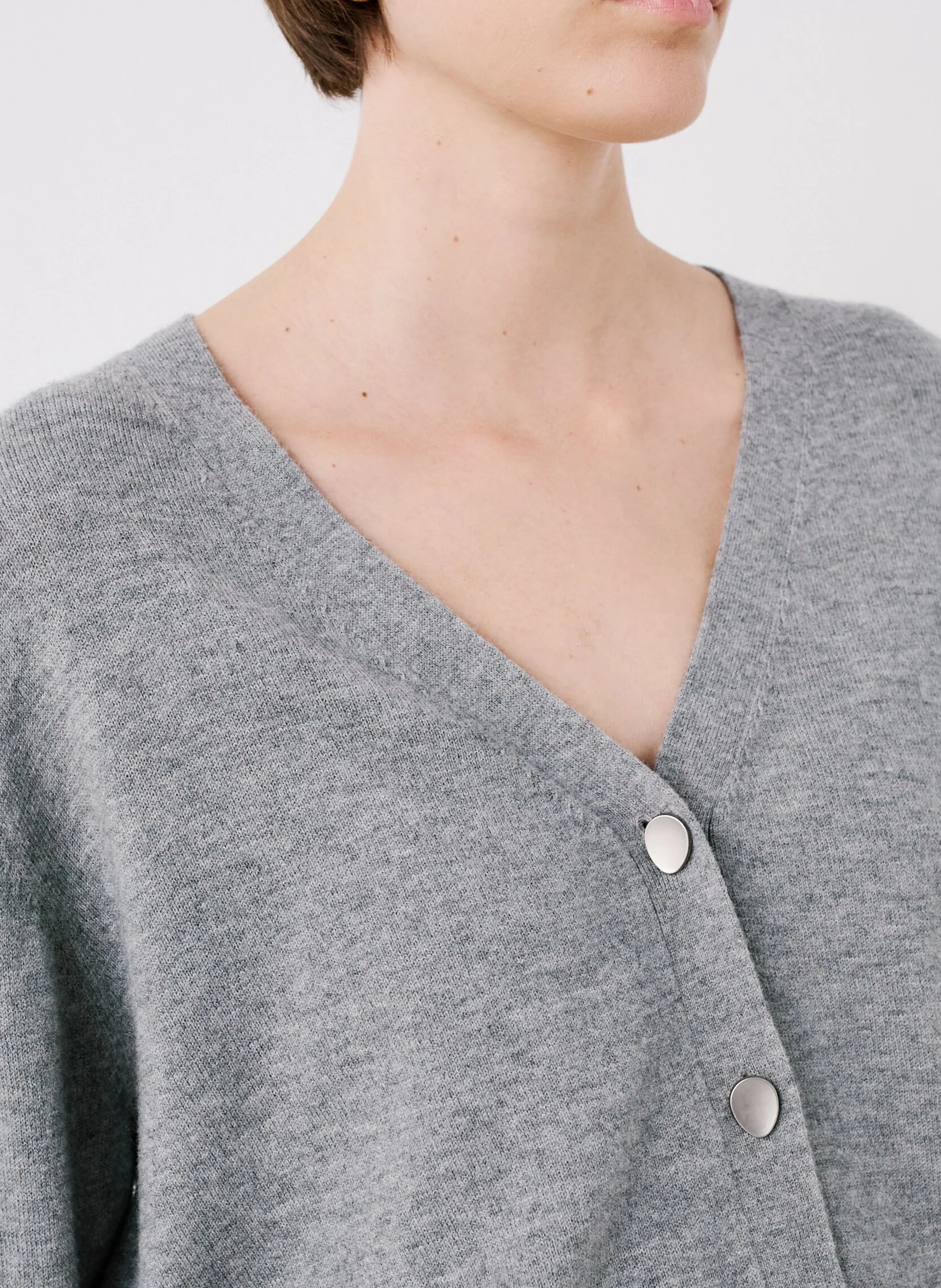  CAROLL   MLILOU - Gilet ampio a collo a V in lana | Grigio