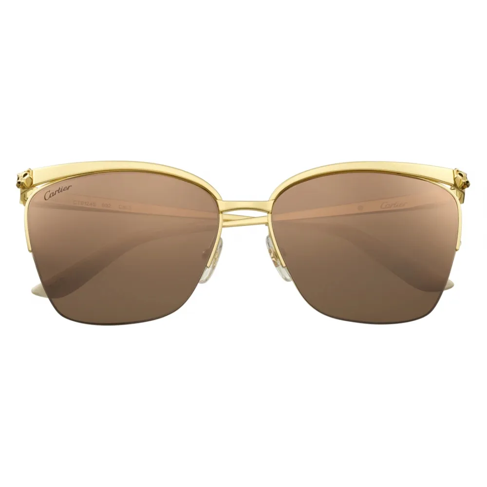 Cartier - Rettangolari - Metallo Oro Champagne Rosa - Panthère de Cartier - Occhiali da Sole - Cartier Eyewear