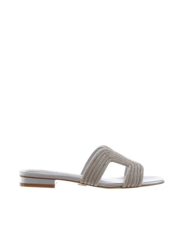 Ciabattina gioiello in pelle con strass