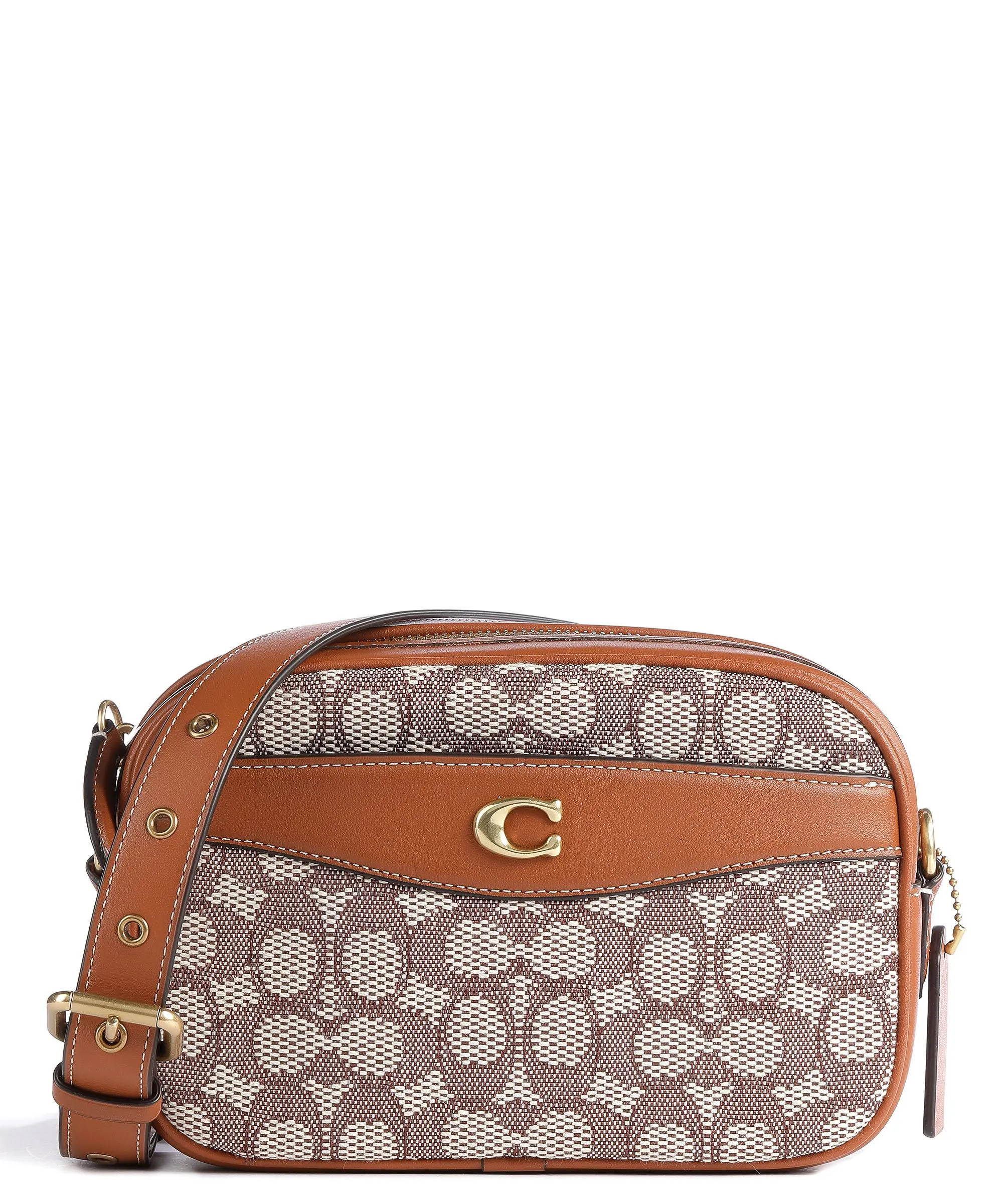  Coach Borsa a tracolla cotone, pelle a grana fine marrone/beige  