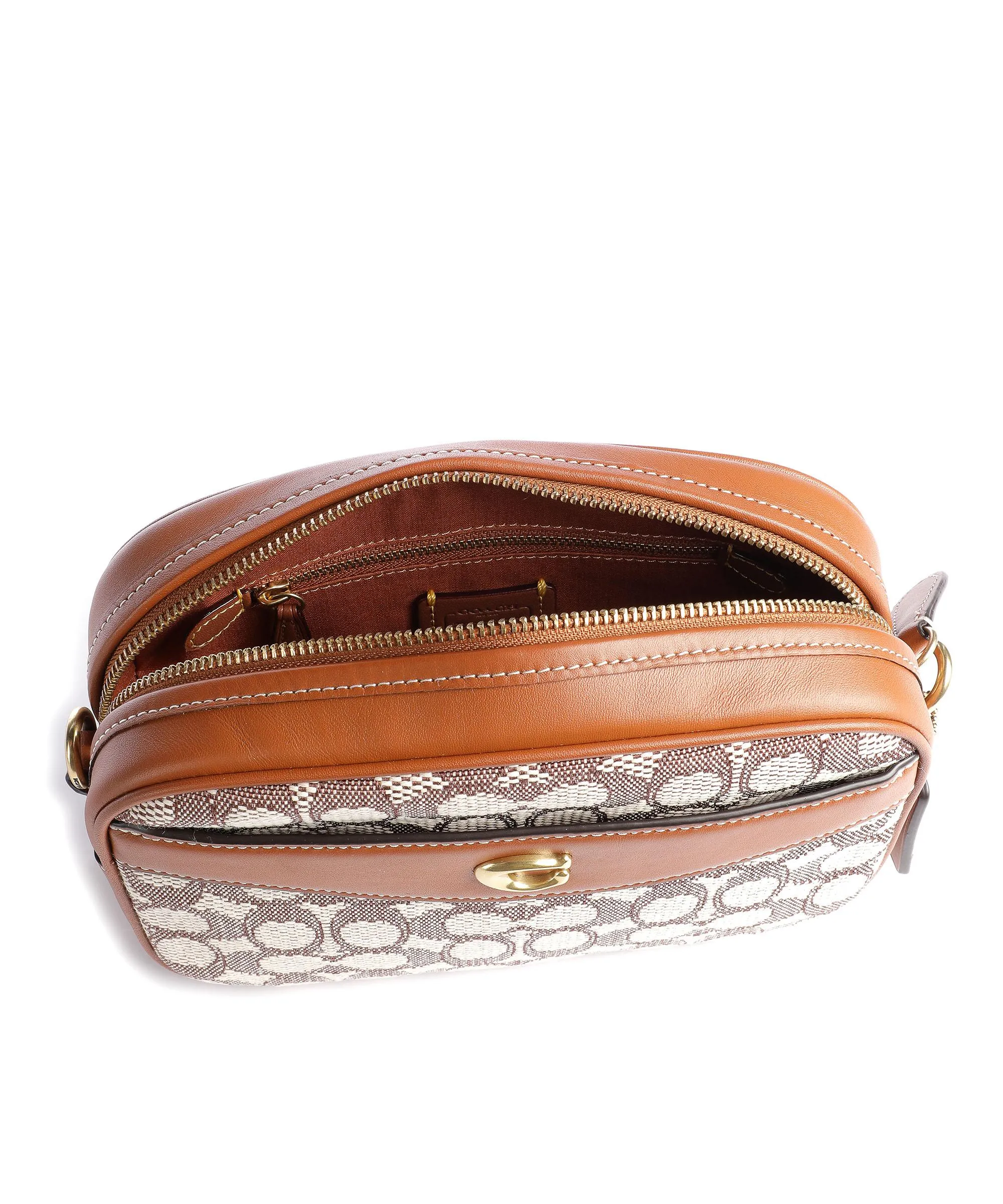 Coach Borsa a tracolla cotone, pelle a grana fine marrone/beige  