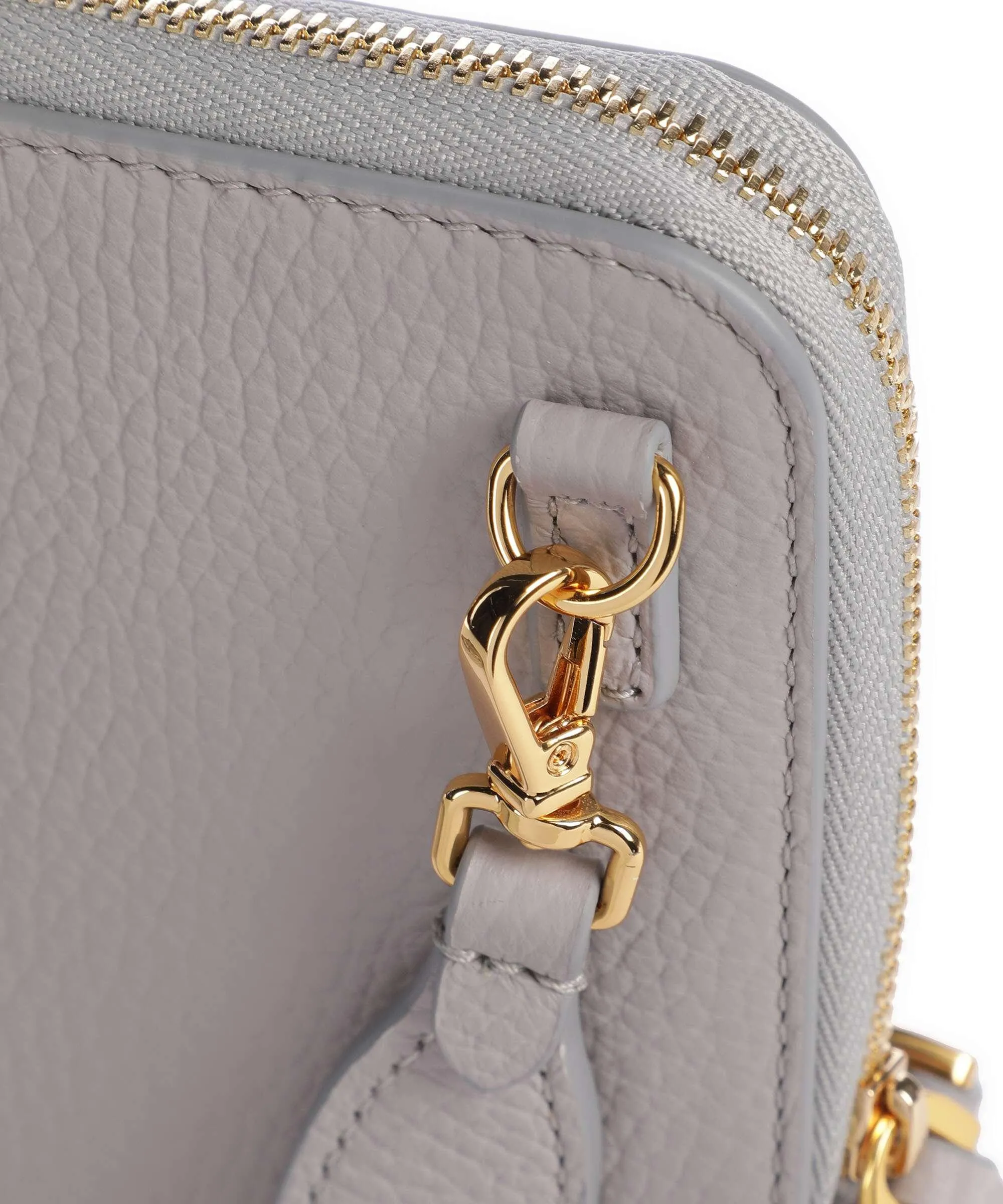  Coccinelle Pixie Borsetta porta cellulare pelle di vacchetta grana grigio chiaro  