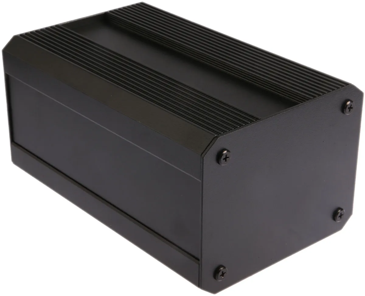 Contenitore per dissipatore RS PRO in Alluminio estruso 200 x 100 x 130mm, col. Nero, IP40