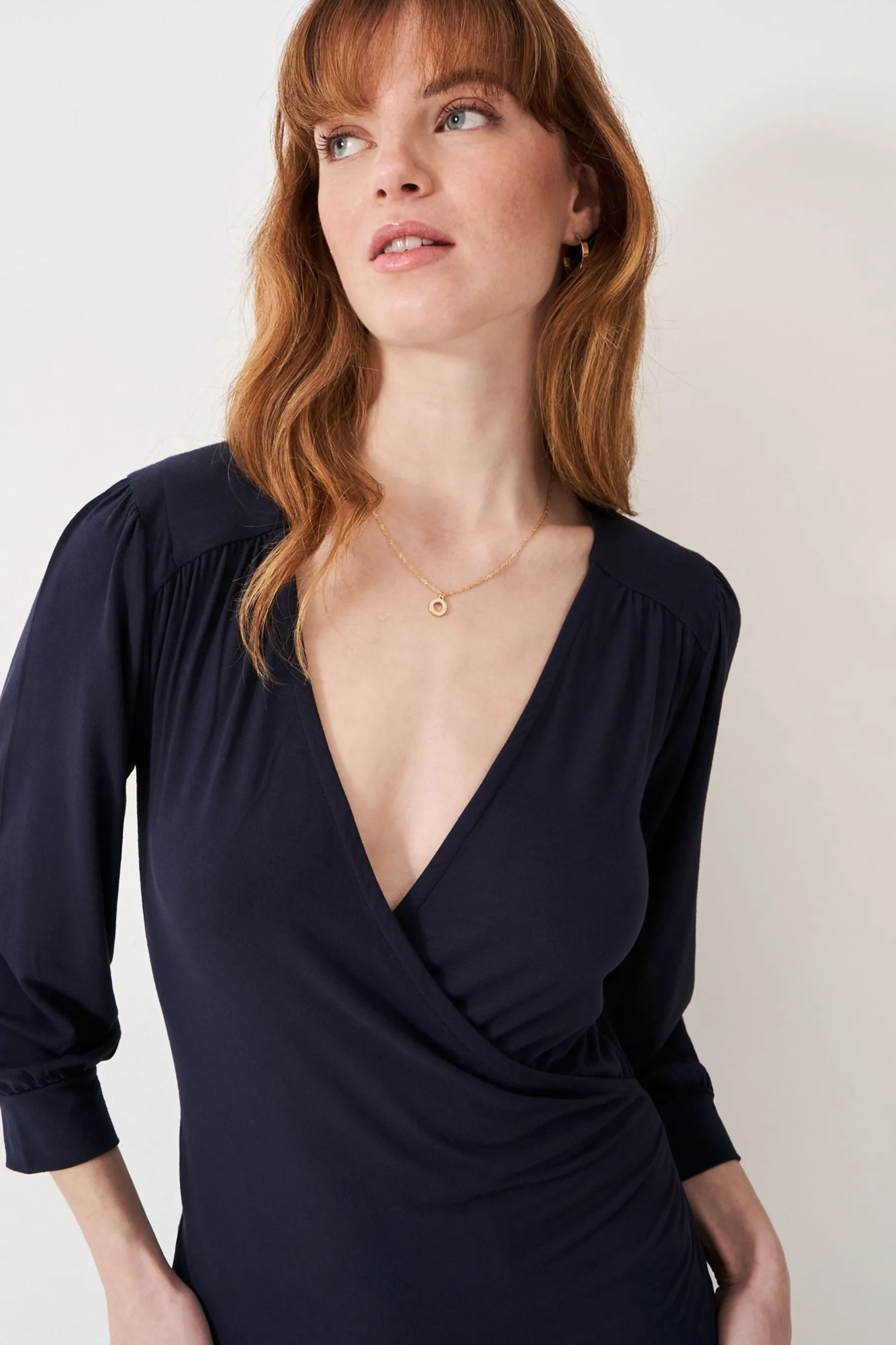 Crew Clothing Company Red 3/4 Sleeve Wrap Top    