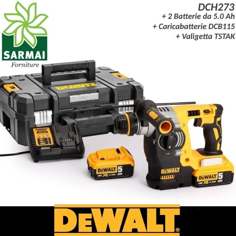 DeWALT DCH273P2T tassellatore SDS-PLUS BRUSHLESS XR con 2 batterie 5 Ah