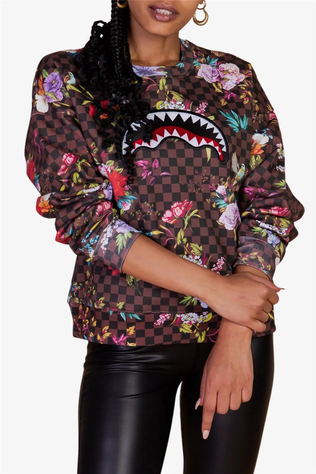 Felpa marrone da donna Sprayground garden of sharks 246
