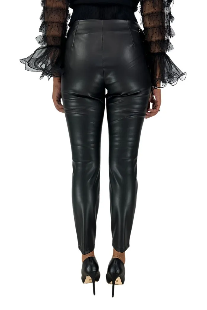 Fracomina leggings in ecopelle con laccio laterale fr23wv7003e40001