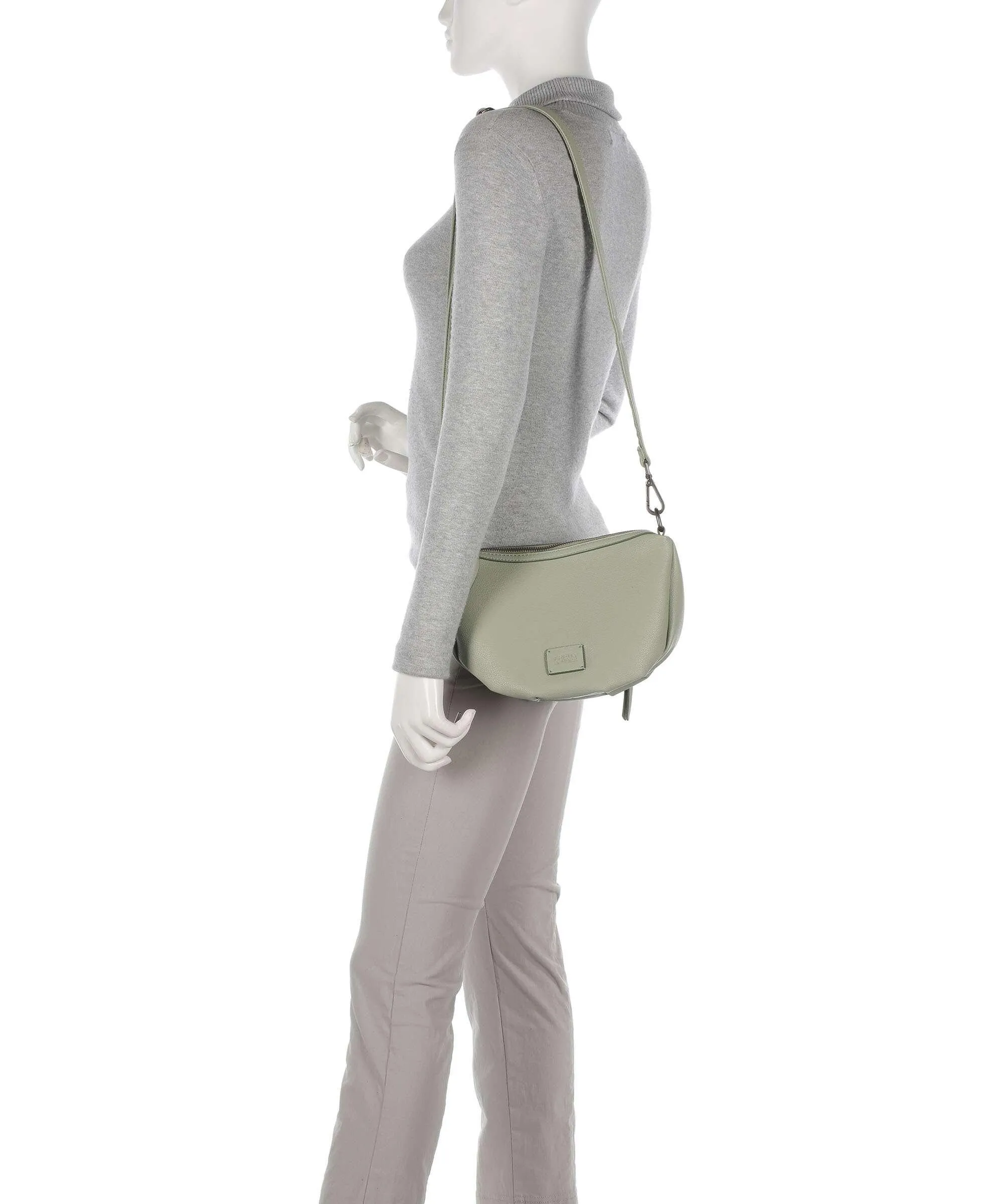  FredsBruder Bestie Round Borsa a tracolla pelle riciclato grigio-verde  
