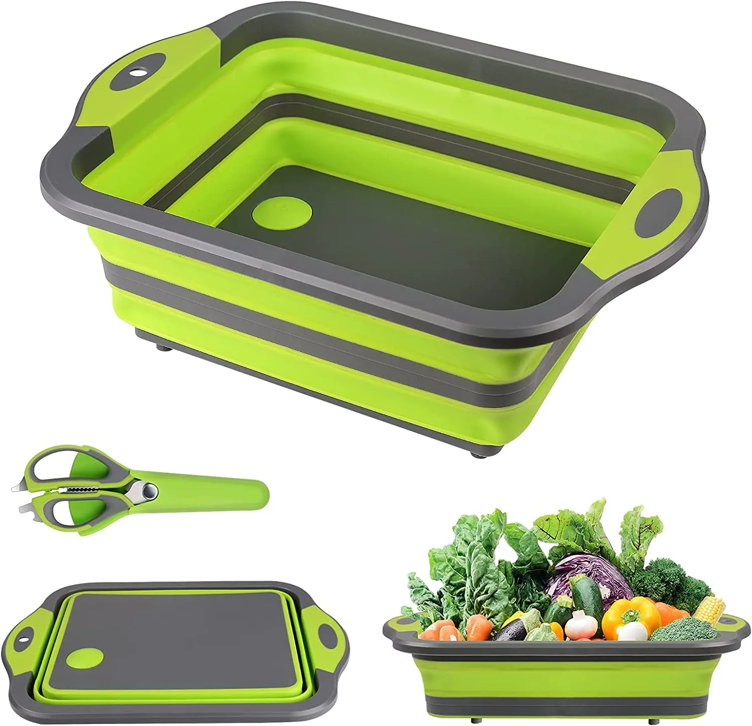 Gintan 3 in 1 Tagliere,Multifunzion Tagliere Pieghevole Tagliere da Cucina Lavello Pieghevole Cestello di Scarico con Multifunzi