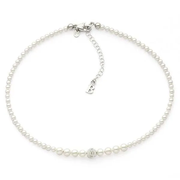 Girocollo in argento con perle e strass    