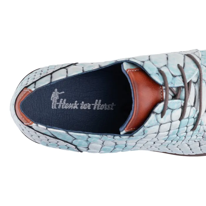 Henk ter Horst scarpe da uomo in pelle di vitello con stampa croco Aqua