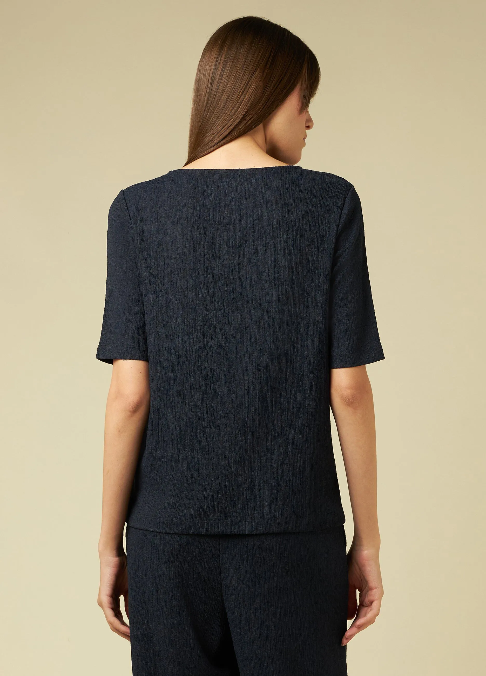 IWIE  T-shirt in tessuto crinkle elasticizzato donna