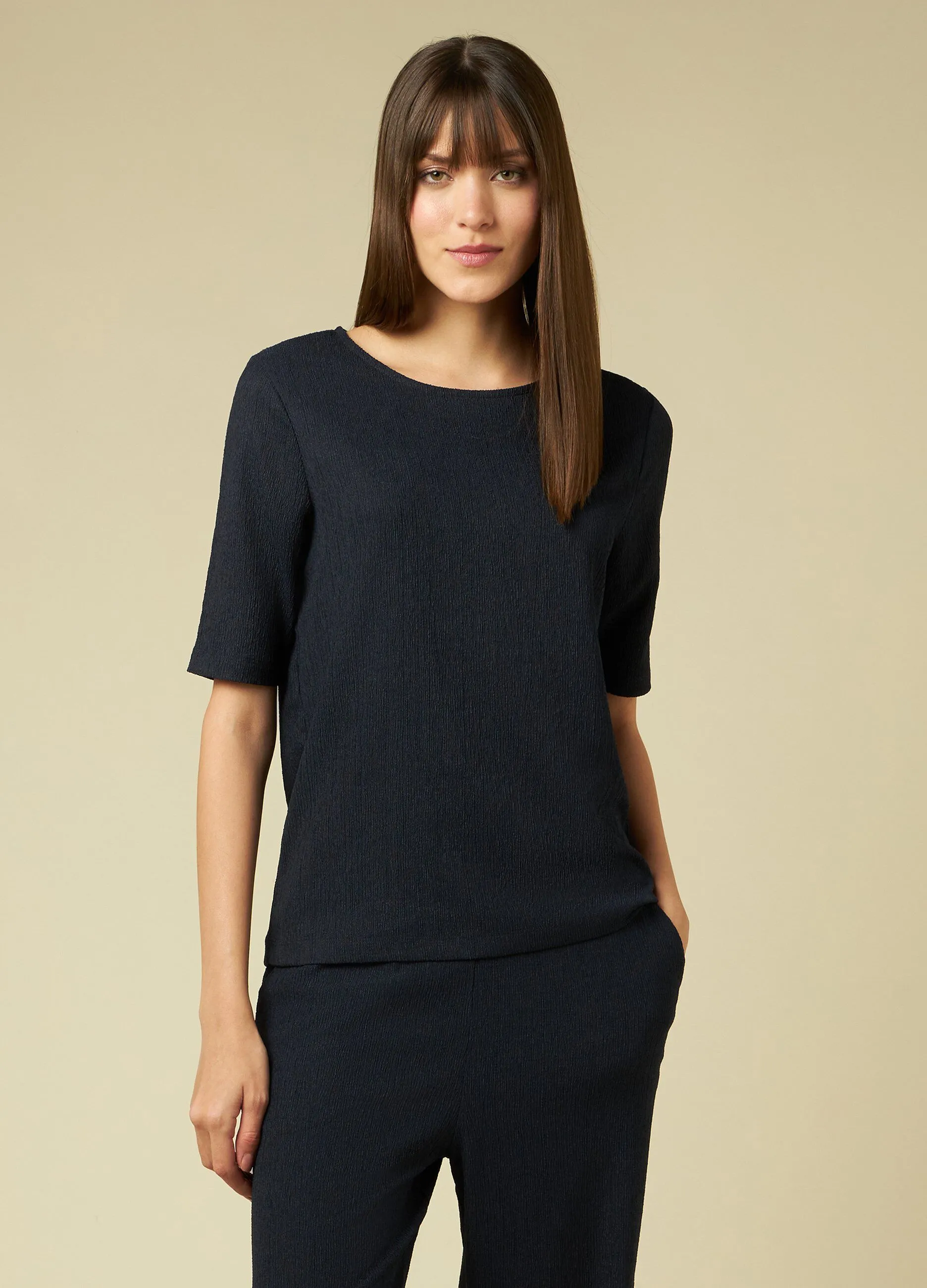IWIE  T-shirt in tessuto crinkle elasticizzato donna