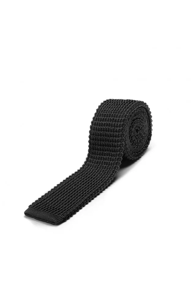 Lanvin Paris Cravatta Nero In Seta Tricot