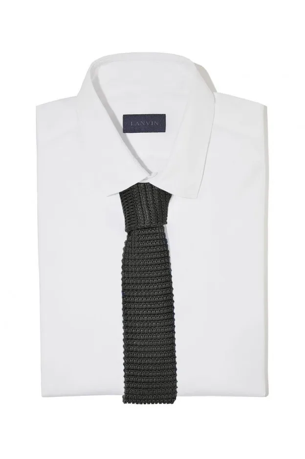 Lanvin Paris Cravatta Nero In Seta Tricot