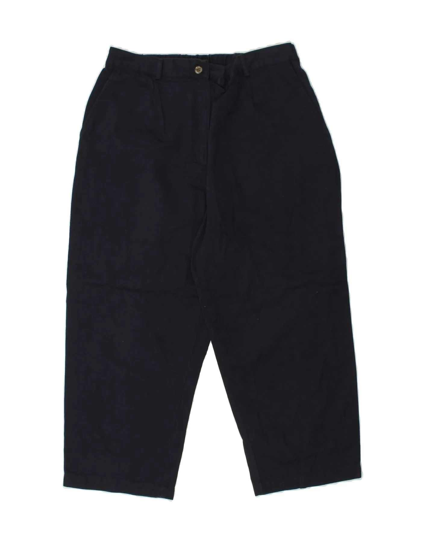 L.L.BEAN Womens Loose Fit Capri Trousers US 14 XL W30 L23 Navy Blue