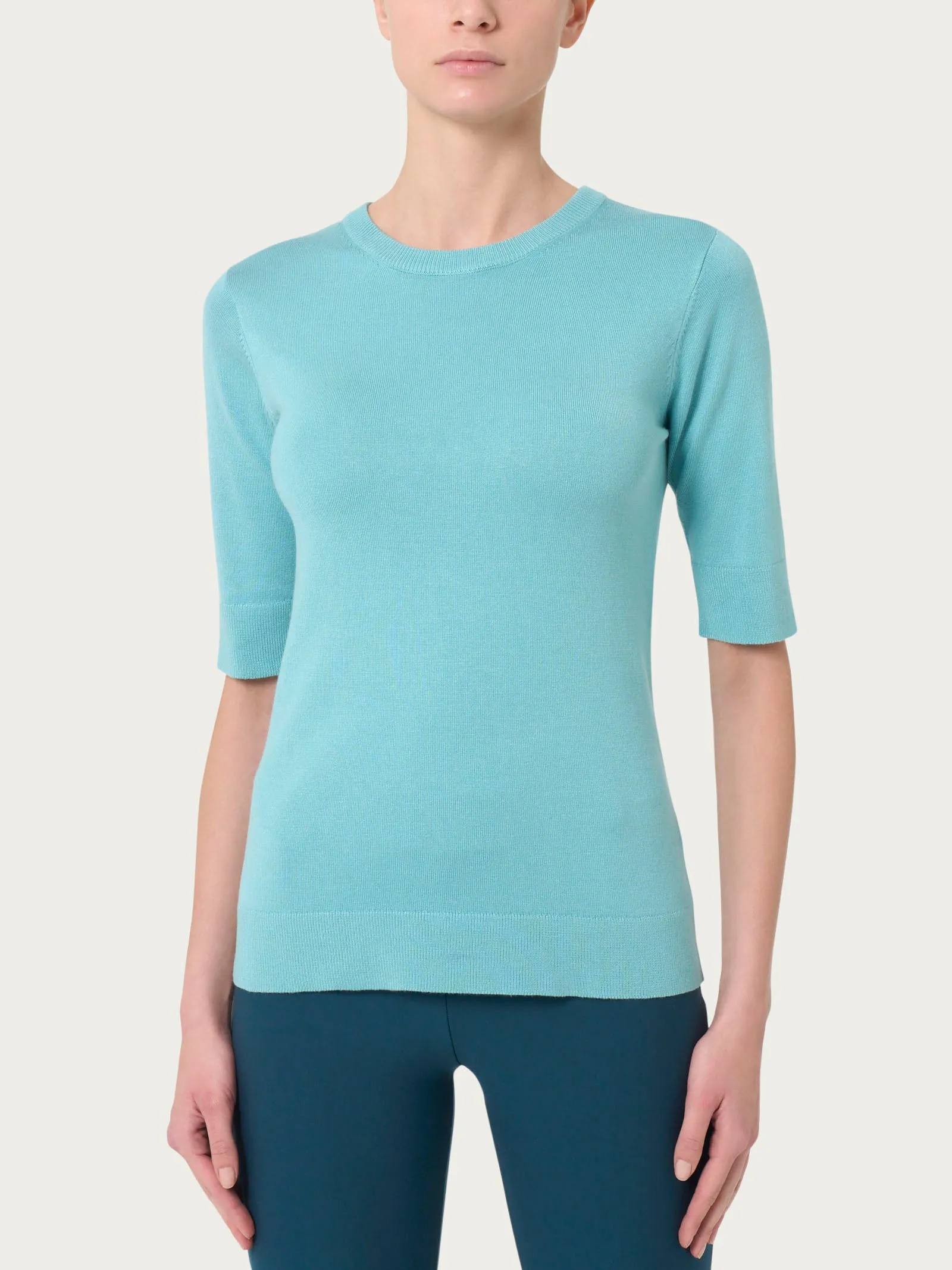 Maglia girocollo con manica corta Four Seasons - Nile Blue