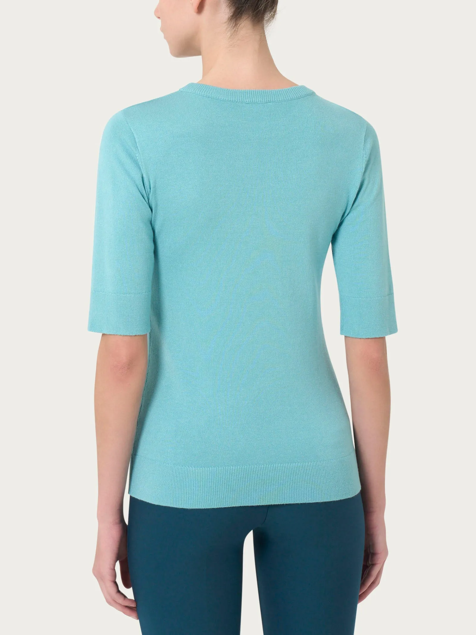Maglia girocollo con manica corta Four Seasons - Nile Blue