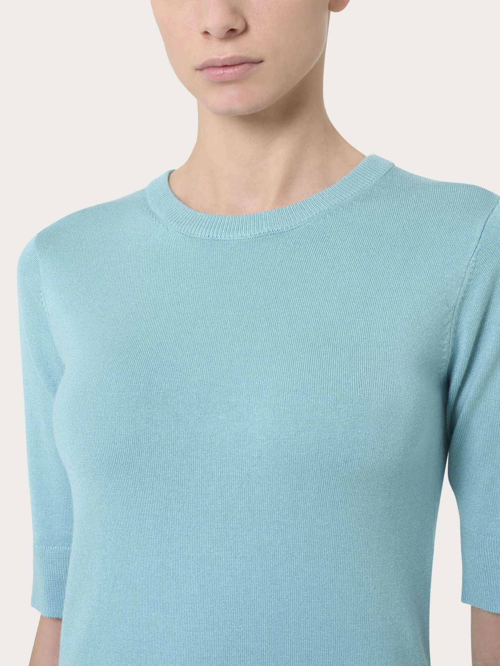 Maglia girocollo con manica corta Four Seasons - Nile Blue
