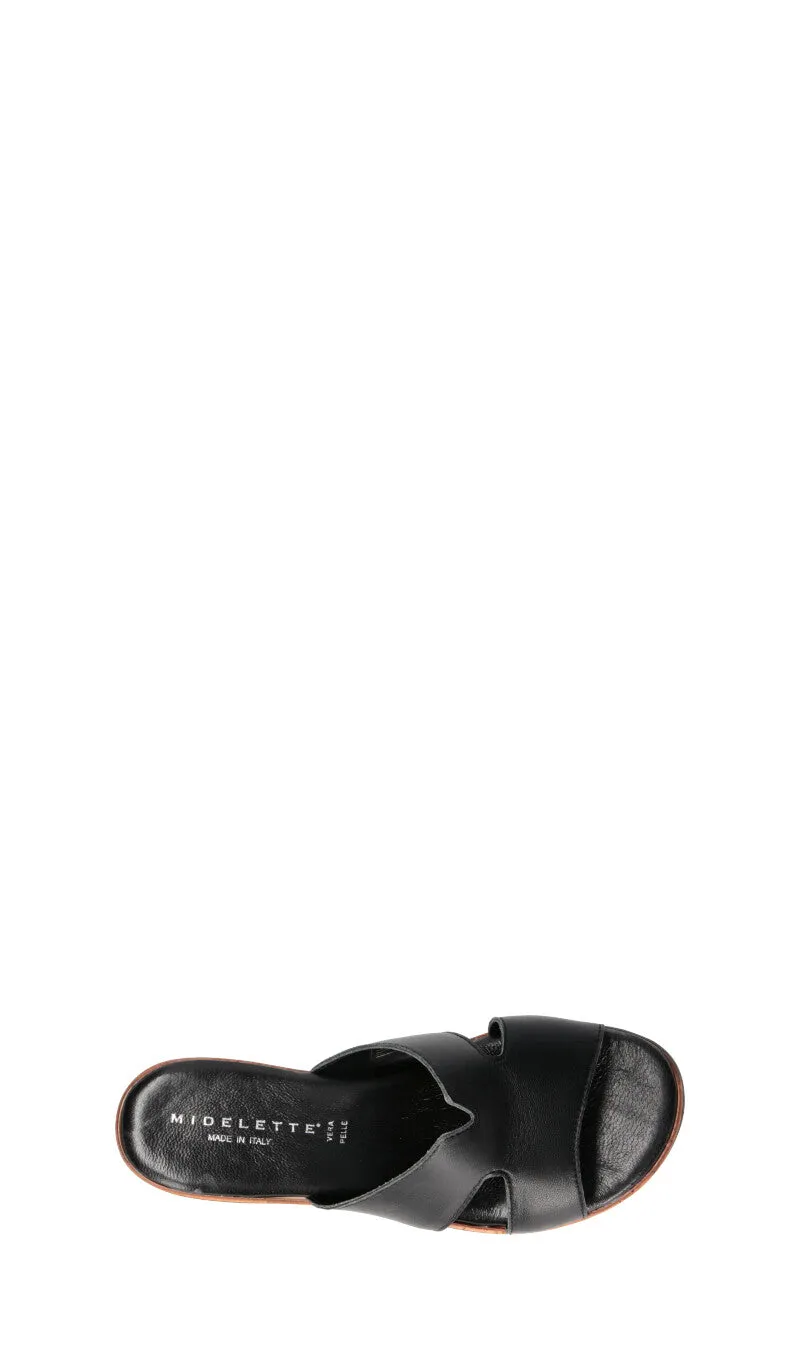 MIDELETTE Ciabatta donna nera in pelle