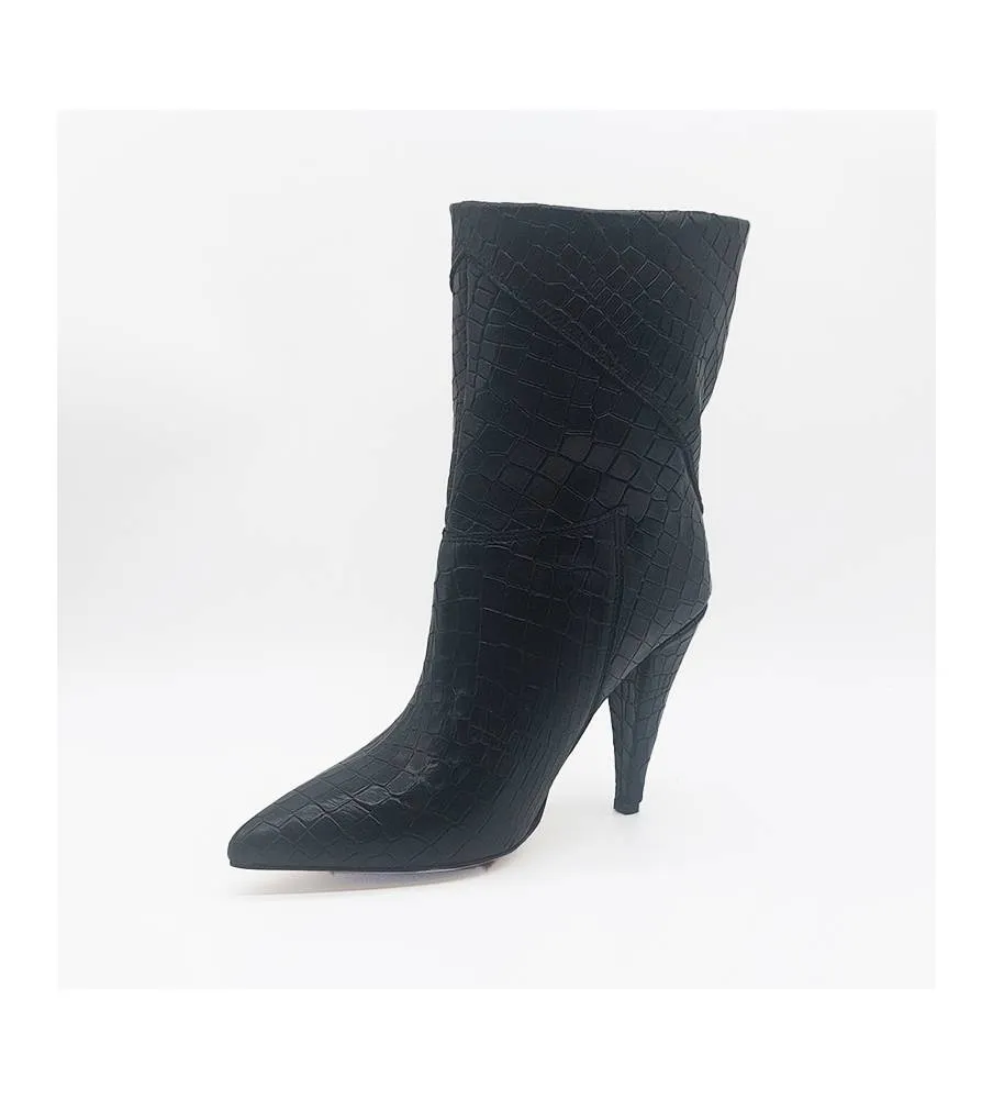 Ni-Na* Stivaletto In Pelle Nero Eleonora Cocco Made in Italy