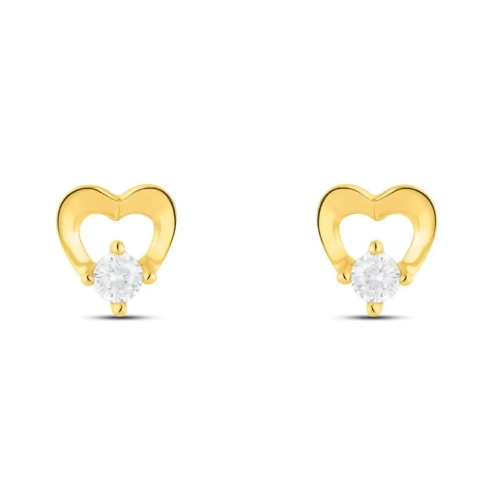 Orecchini Lobo Cuore Bon Ton Oro Giallo 375/1000 Cubic Zirconia Bianco 1401105