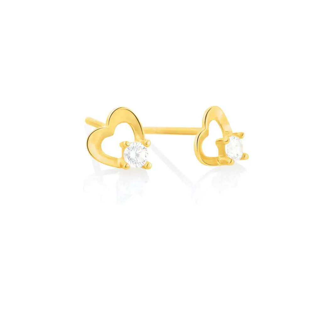 Orecchini Lobo Cuore Bon Ton Oro Giallo 375/1000 Cubic Zirconia Bianco 1401105