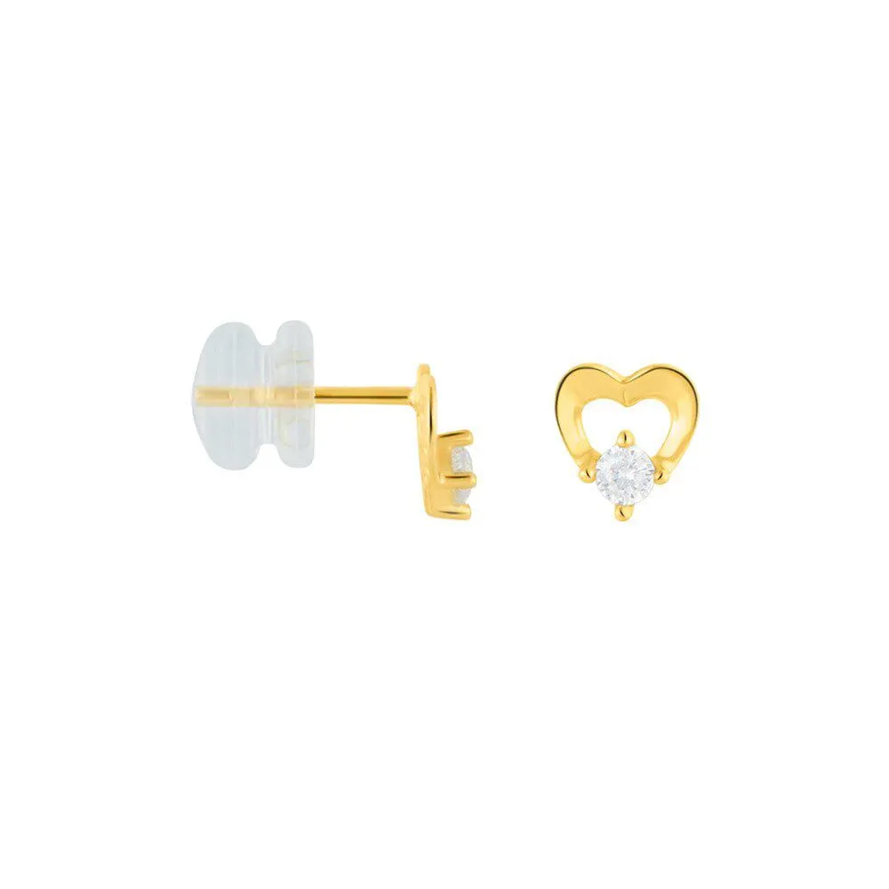 Orecchini Lobo Cuore Bon Ton Oro Giallo 375/1000 Cubic Zirconia Bianco 1401105